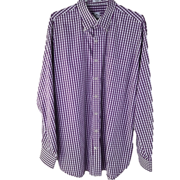 Men's Peter Millar Pink Check Casual Button Up Shirt - Picture 2 of 9